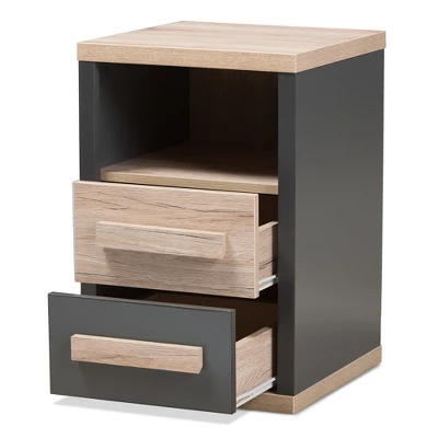 Pandora Modern And Contemporary Two-Tone 2 Drawer Nightstand Dark Gray - Baxton Studio 1 Pandora Modern And Contemporary Two-Tone 2 Drawer Nightstand Dark Gray - Baxton Studio