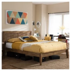 Loafey Mid-Century Modern Solid Wood Window-Pane Style Platform Bed - Baxton Studio -Outlet Baxton Studio Store GUEST 1066c876 e25f 4079 a729 1451fa42c6e1