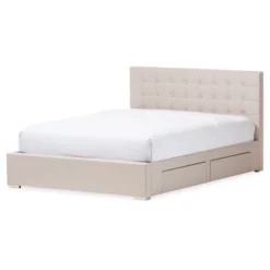 Queen Rene Modern And Contemporary Fabric 4 Drawer Storage Platform Bed - Baxton Studio -Outlet Baxton Studio Store GUEST 10bf9d19 e921 4283 99de 70f6e5dac768
