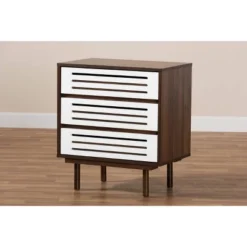 3 Drawer Meike Two-Tone Wood Nightstand Walnut/White - Baxton Studio -Outlet Baxton Studio Store GUEST 117222fe a777 41e3 8fea e44d81856a60