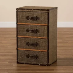 Owen Fabric Upholstered 4 Drawer Accent Storage Cabinet Brown - Baxton Studio -Outlet Baxton Studio Store GUEST 117e482d 8594 4cb3 b51a aca5d43497e8