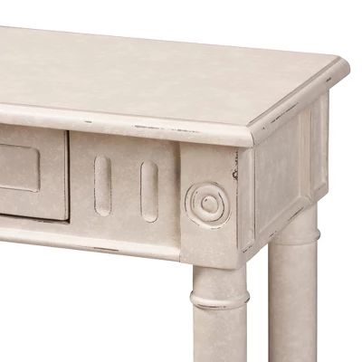 Ariella Whitewashed 1 Drawer End Table White - Baxton Studio 4 Ariella Whitewashed 1 Drawer End Table White - Baxton Studio - Image 4