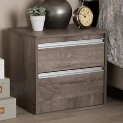 Gallia Modern And Contemporary Oak Finished 2 Drawer Nightstand Brown - Baxton Studio -Outlet Baxton Studio Store GUEST 11e14f4b 794c 42a2 bfae 5e0634b7481a
