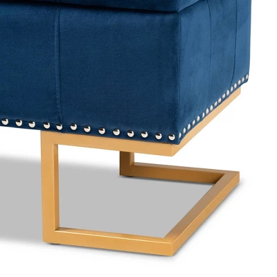 Ellery Velvet Fabric Upholstered Ottoman - Baxton Studio 6 Ellery Velvet Fabric Upholstered Ottoman - Baxton Studio - Image 6