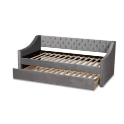 Raphael Velvet Fabric Upholstered Daybed With Trundle - Baxton Studio -Outlet Baxton Studio Store GUEST 12316634 1c7b 4161 bb67 53b709478b03