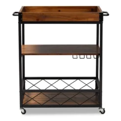 Capri Oak And Finished Mobile Metal Bar Cart With Stemware Rack Brown - Baxton Studio 16 Capri Oak And Finished Mobile Metal Bar Cart With Stemware Rack Brown - Baxton Studio -Outlet Baxton Studio Store GUEST 12317b72 d390 4f25 9ef5 03a978eab8f2