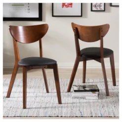 Set Of 2 Sumner Mid - Century Faux Leather Dining Chairs - Black, "Walnut" Brown - Baxton Studio -Outlet Baxton Studio Store GUEST 1236b51e b63a 4b6f 8ca5 fd3ceeecc704
