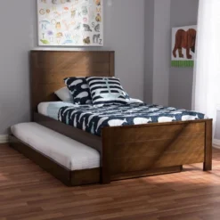 Twin Catalina Modern Classic Mission Style Finished Wood Platform Bed With Trundle - Baxton Studio -Outlet Baxton Studio Store GUEST 123d5027 b86d 4743 b654 8331572ca341