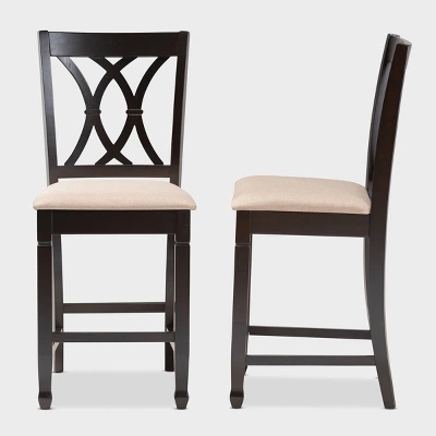 2pc Reneau Finished Wood Counter Height Pub Chairs - Baxton Studio 8 2pc Reneau Finished Wood Counter Height Pub Chairs - Baxton Studio - Image 8