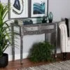 Wycliff Metal And Mirrored Glass 2 Drawer Console Table Dark Gray/Silver - Baxton Studio