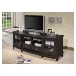 Walda Wood Cabinet With 2 Sliding Doors And 2 Drawers TV Stand For TVs Up To 70" Dark Brown - Baxton Studio -Outlet Baxton Studio Store GUEST 12c1cc7e ec11 4276 b7b3 307f940fae18
