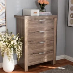 Laverne Modern And Contemporary Oak Finished 4 Drawer Chest Brown - Baxton Studio -Outlet Baxton Studio Store GUEST 133ea76d 78ac 4d3f b459 a6297d7a27c5