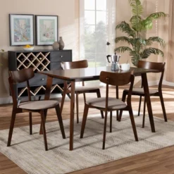5pc Nori Upholstered Wood Dining Set - Baxton Studio -Outlet Baxton Studio Store GUEST 1434b497 3786 4359 9943 abdceb6a5d9d