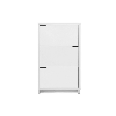 Simms 3 Drawer Modern Shoe Cabinet White - Baxton Studio 3 Simms 3 Drawer Modern Shoe Cabinet White - Baxton Studio - Image 3