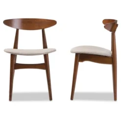 Set Of 2 Flora Mid-Century Modern Light Gray Fabric & Oak Medium Brown Finishing Wood Dining Chairs - Baxton Studio -Outlet Baxton Studio Store GUEST 15151f43 8689 4072 b2c4 9a61db7d6f9d