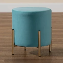 Thurman Velvet Metal Ottoman - Baxton Studio -Outlet Baxton Studio Store GUEST 1529e945 0e22 4dcc 8ce0 c71c4dabbe44