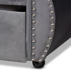 Abbie Velvet Fabric Upholstered Crystal Tufted Daybed With Trundle - Baxton Studio -Outlet Baxton Studio Store GUEST 1589ad89 5051 46ae a676 e993d569dfb5