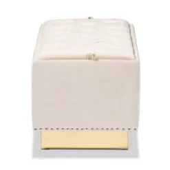 Powell Velvet Fabric Upholstered And PU Leather Ottoman Gold - Baxton Studio -Outlet Baxton Studio Store GUEST 15e2f447 2b90 4317 98f5 1e63241f5325