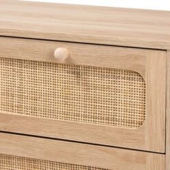 Elsbeth Wood And Natural Rattan 5 Drawer Storage Cabinet Oak Brown/Natural Brown - Baxton Studio -Outlet Baxton Studio Store GUEST 162e6556 902e 471f b8d5 8c553870fb85