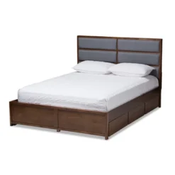 Macey Modern And Contemporary Fabric Upholstered Walnut Finished Storage Platform Bed Gray/Brown - Baxton Studio -Outlet Baxton Studio Store GUEST 16ab067f b43d 444a bbc2 370e8b3be661