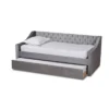 Raphael Velvet Fabric Upholstered Daybed With Trundle - Baxton Studio