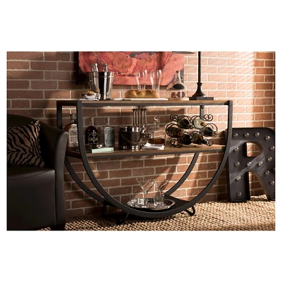 Blakes Rustic Industrial Style Textured Finish Metal Distressed Wood Console Table - Antique Black - Baxton Studio 3 Blakes Rustic Industrial Style Textured Finish Metal Distressed Wood Console Table - Antique Black - Baxton Studio - Image 3