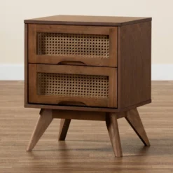 Barrett Wood And Synthetic Rattan 2 Drawer Nightstand Walnut Brown - Baxton Studio 17 Barrett Wood And Synthetic Rattan 2 Drawer Nightstand Walnut Brown - Baxton Studio -Outlet Baxton Studio Store GUEST 17814ec0 a660 484f af97 9bb7b79a5aff