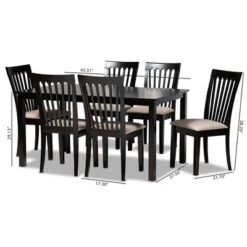 7pc Minette Fabric Upholstered Espresso Wood Dining Set Sand/Dark Brown - Baxton Studio -Outlet Baxton Studio Store GUEST 181c3605 3063 4f9d b284 d23a6334721f