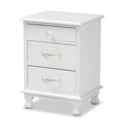 Layton Wood 3 Drawer Nightstand White - Baxton Studio -Outlet Baxton Studio Store GUEST 18be4ec4 71cf 41ab 8f29 8bfea9d73af7