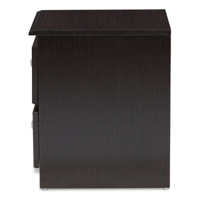 Carine Modern And Contemporary Finished 2 Drawer Nightstand Dark Brown - Baxton Studio 3 Carine Modern And Contemporary Finished 2 Drawer Nightstand Dark Brown - Baxton Studio - Image 3