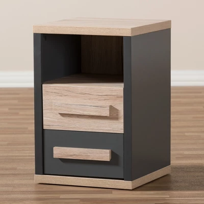 Pandora Modern And Contemporary Two-Tone 2 Drawer Nightstand Dark Gray - Baxton Studio 8 Pandora Modern And Contemporary Two-Tone 2 Drawer Nightstand Dark Gray - Baxton Studio - Image 8