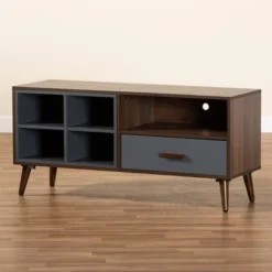 Garrick Two-Toned Wood 1 Drawer TV Stand For TVs Up To 50" Gray/Walnut Brown - Baxton Studio -Outlet Baxton Studio Store GUEST 1a1d41e9 298f 4d15 8bbc 42f23a49e8cf