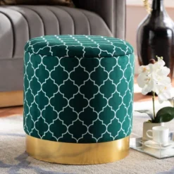 Serra Quatrefoil Velvet Upholstered Metal Storage Ottoman - Baxton Studio -Outlet Baxton Studio Store GUEST 1a837d15 e773 41a3 9c14 8bec0d6a4bbc