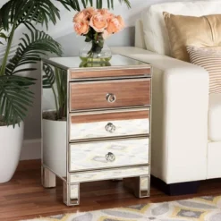 Ewan Mirrored 3 Drawer Nightstand Silver - Baxton Studio 12 Ewan Mirrored 3 Drawer Nightstand Silver - Baxton Studio -Outlet Baxton Studio Store GUEST 1b02d019 950d 4731 87ef 8ea0df7198cc