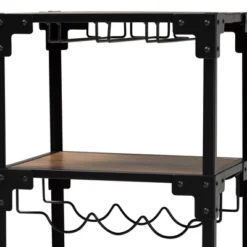 4 Tier Victor Wood And Metal Mobile Wine Cart Walnut/Black - Baxton Studio -Outlet Baxton Studio Store GUEST 1b399092 6937 4b17 a871 0386930a7b01