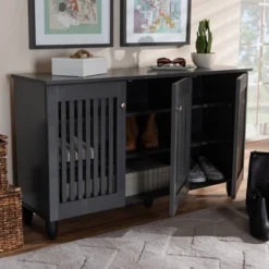 3 Door Fernanda Wooden Entryway Shoe Storage Wide Cabinet Gray - Baxton Studio -Outlet Baxton Studio Store GUEST 1cc9adb8 1062 4613 be40 c14f94a48515
