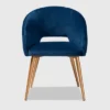 Vianne Velvet Upholstered Metal Dining Chair Navy Blue/Gold - Baxton Studio