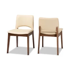 2pc Afton Faux Leather Upholstered And Wood Dining Chair Set - Baxton Studio -Outlet Baxton Studio Store GUEST 1d626db8 81fd 4a85 b855 921edaefe4aa
