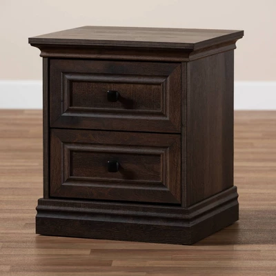 Nolan 2 Drawer Wood Nightstand Brown/Black - Baxton Studio 7 Nolan 2 Drawer Wood Nightstand Brown/Black - Baxton Studio - Image 7