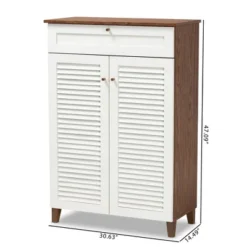 Coolidge 5 Shelf Wood Shoe Cabinet With Drawer White/Walnut - Baxton Studio -Outlet Baxton Studio Store GUEST 1e14e481 c016 4bd6 b8d4 52e63f6e5f29