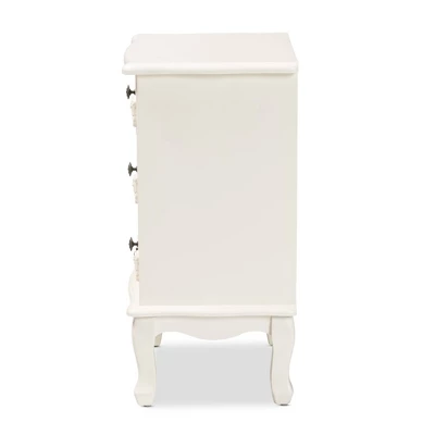 Callen Wood 3 Drawer Nightstand White - Baxton Studio 4 Callen Wood 3 Drawer Nightstand White - Baxton Studio - Image 4