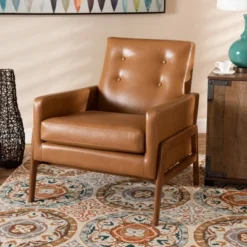Perris Mid-Century Faux Leather Upholstered Wood Lounge Chair Walnut/Brown - Baxton Studio 12 Perris Mid-Century Faux Leather Upholstered Wood Lounge Chair Walnut/Brown - Baxton Studio -Outlet Baxton Studio Store GUEST 1f667892 a5dd 4ef4 809d a8a05fe9cc24