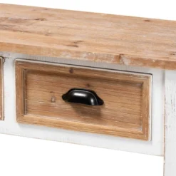 Benedict Two-Tone Wood 3 Drawer Console Table White/Oak - Baxton Studio -Outlet Baxton Studio Store GUEST 1f9cc00f 56c6 487c 95b9 2537513e9a4d