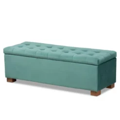Roanoke Velvet Upholstered Grid Tufted Storage Ottoman Bench - Baxton Studio -Outlet Baxton Studio Store GUEST 1fdca055 b6dd 4fae 99ac c9d443ba4081