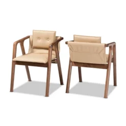 2pc Marcena Imitation Leather Upholstered And Wood Dining Chair Set - Baxton Studio -Outlet Baxton Studio Store GUEST 1fe018fc 6c7a 4ff7 b518 583cf7631f02