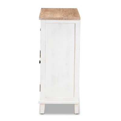 Glynn Wood 2 Door Storage Cabinet White/Brown - Baxton Studio 3 Glynn Wood 2 Door Storage Cabinet White/Brown - Baxton Studio - Image 3