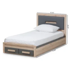 Twin Pandora Modern And Contemporary Two Tone 2 Drawer Size Storage Platform Bed Dark Gray/Natural - Baxton Studio -Outlet Baxton Studio Store GUEST 217d9ce2 250d 4e34 8543 e37c7ee90942
