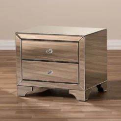Farrah Hollywood Regency Glamour Style Mirrored 2 - Drawer Nightstand - Baxton Studio -Outlet Baxton Studio Store GUEST 21e8ace2 5906 46a7 b5a7 9ef1e7b8465e
