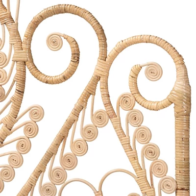 Queen Size Caelinus Rattan Standalone Headboard Natural Brown - Baxton Studio 3 Queen Size Caelinus Rattan Standalone Headboard Natural Brown - Baxton Studio - Image 3
