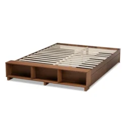 Arthur Wood Platform Bed With Built-In Shelves Ash Walnut - Baxton Studio -Outlet Baxton Studio Store GUEST 22717679 6f04 4287 b23d 08b87b007918